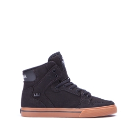 Kids Supra High Top Shoes VAIDER Black/Gum | AU-16894